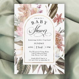 ボホウォーター色ワイルドフラワーフローラベビーシャワー 招待状
