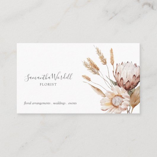 ボホウォーター色ワイルドフラワーフローリスト 名刺 (正面)