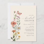 ボホウォーター色ワイルドフラワーブライダルシャワースクリプト 招待状 (正面)