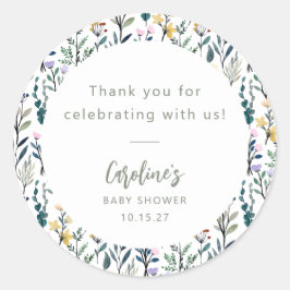 ボホウォーター色ワイルドフラワーベビーシャワーカスタム ラウンドシール