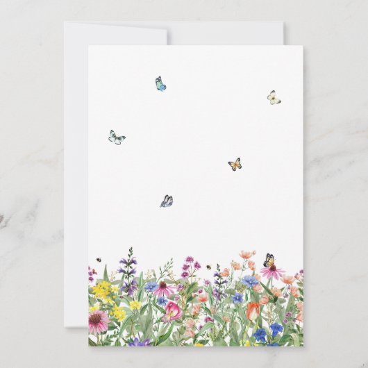 ボホウォーター色ワイルドフラワーベビーシャワー招待状 招待状 (裏面)