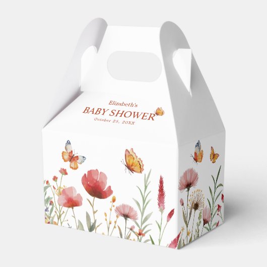 ボホウォーター色ワイルドフラワーベビーシャワー フェイバーボックス (正面サイド)