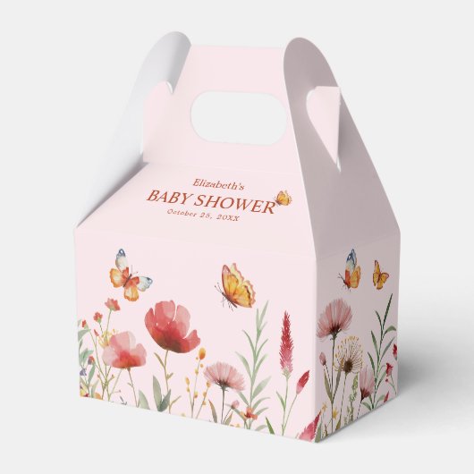 ボホウォーター色ワイルドフラワーベビーシャワー フェイバーボックス (正面サイド)