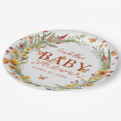 ボホウォーター色ワイルドフラワーベビーシャワー ペーパープレート (アングル)