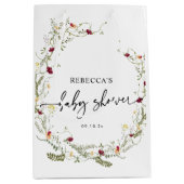 ボホウォーター色ワイルドフラワーベビーシャワー ミディアムペーパーバッグ (正面)