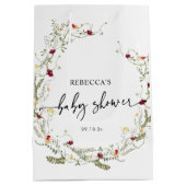 ボホウォーター色ワイルドフラワーベビーシャワー ミディアムペーパーバッグ (裏面)