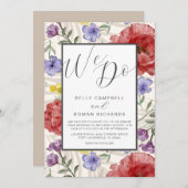 ボホウォーター色ワイルドフラワーベージュ結婚ズ 招待状 (正面/裏面)