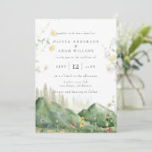 ボホウォーター色ワイルドフラワーマウンテン結婚写真 招待状 (スタンド正面)