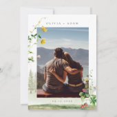 ボホウォーター色ワイルドフラワーマウンテン結婚写真 招待状 (裏面)