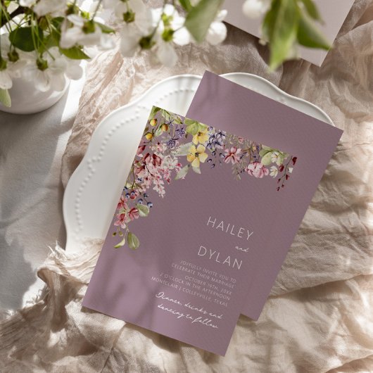 ボホウォーター色ワイルドフラワーメドウ結婚ズ 招待状