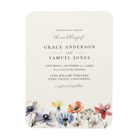 ボホウォーター色ワイルドフラワー結婚フローラ マグネット (縦)