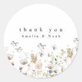 ボホウォーター色ワイルドフラワー結婚式の引き出物シール ラウンドシール (正面)