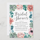 ボホウォーター色多肉類ブライダルシャワー 招待状 (正面)