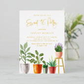 ボホウォーター色屋内植物Sweet sixteenパーティー 箔招待状 (立ち正面)