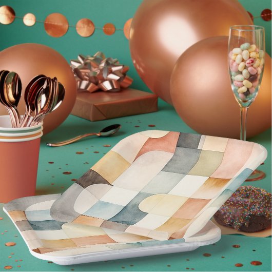 ボホウォーター色抽象芸術アート ペーパープレート (複数)