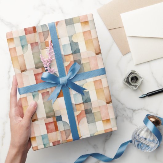 ボホウォーター色抽象芸術アート ラッピングペーパー (ギフト)