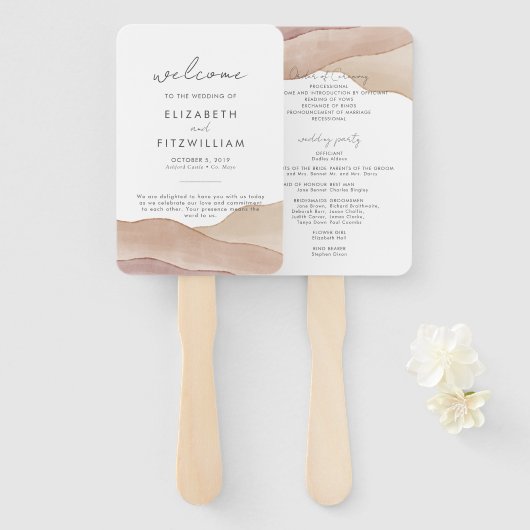 ボホウォーター色抽象芸術 | 結婚式 プログラム ハンドファン (正面&裏面)