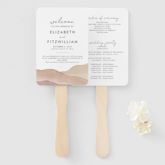 ボホウォーター色抽象芸術 | 結婚式 プログラム ハンドファン (正面&裏面)