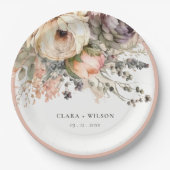 ボホウォーター色秋秋フローラバンチ結婚ーズ ペーパープレート (正面)
