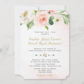 ボホウォーター色赤面クリームフラワー結婚ズ 招待状 (正面)