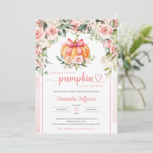 ボホウォーター色赤面フローラ水玉模様カボチャ 招待状 (スタンド正面)