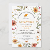 ボホウォーター色野花写真卒業パーティー 招待状 (正面)