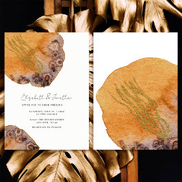 ボホウォーター色金ゴールドオレンシンプルジ結婚ズ 招待状