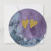 ボホウォーター色金ゴールドシンプルハートユニーク結婚s 招待状 (裏面)