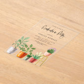 ボホウォーター色鉢植え植物卒業 アクリル招待状 (レイダウン)