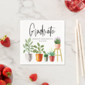 ボホウォーター色鉢植え植物卒業 スタンダードカクテルナプキン (インサイチュ)