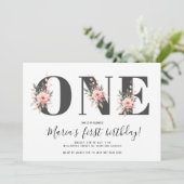 ボホウォーター色ONE 1st誕生日ガール 招待状 (スタンド正面)