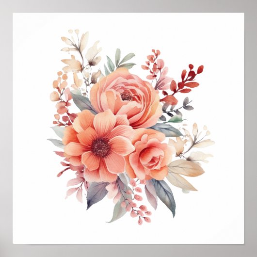 ボホウォーター花模様スプラッシュアート（ばちゃばちゃ）跳ねるポスター ポスター (正面)