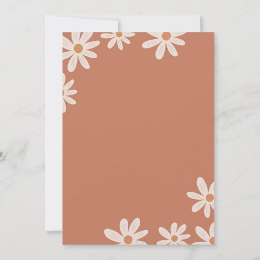 ボホウォームトーンアーチデイジーオネダーフルファースト誕生日 招待状 (裏面)