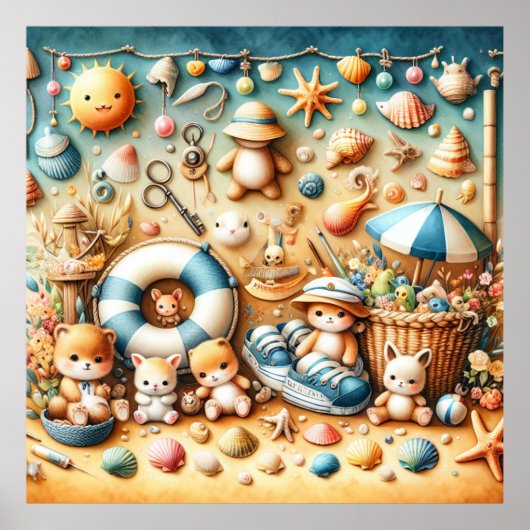 ボホウォールピンビーチ子供部屋ポスター ポスター (正面)