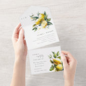 ボホウォー素朴タカラーイエローレモン庭園の結婚式 オールインワン招待状 (貼ってはがせる)