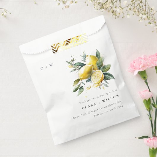 ボホウォー素朴タカラーイエローレモン庭園の結婚式 フェイバーバッグ (封をした状態)