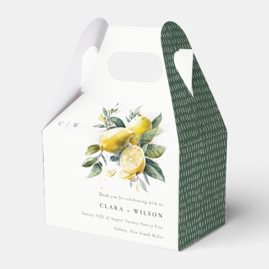 ボホウォー素朴タカラーイエローレモン庭園の結婚式 フェイバーボックス (正面サイド)