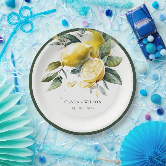 ボホウォー素朴タカラーイエローレモン庭園の結婚式 ペーパープレート (パーティー)