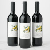 ボホウォー素朴タカラーイエローレモン庭園の結婚式 ワインラベル (ボトル)