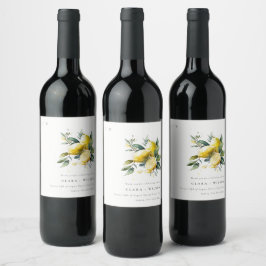 ボホウォー素朴タカラーイエローレモン庭園の結婚式 ワインラベル