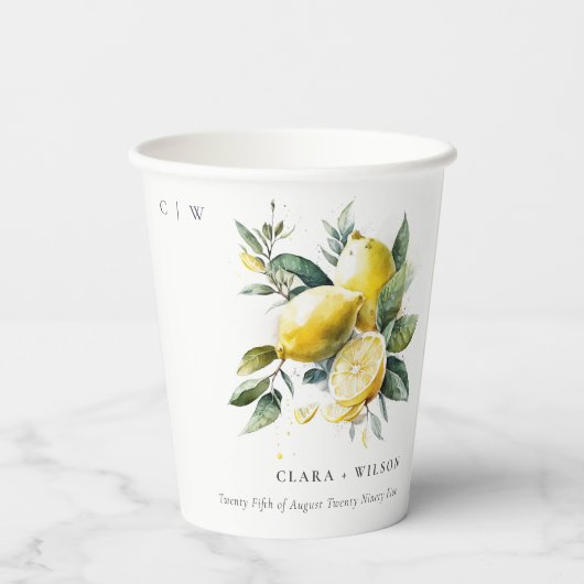 ボホウォー素朴タカラーイエローレモン庭園の結婚式 紙コップ (裏面)