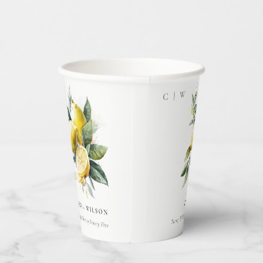 ボホウォー素朴タカラーイエローレモン庭園の結婚式 紙コップ (右)