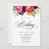 ボホウォー素朴トカラーフローラ誕生日パーティー 招待状 (正面)