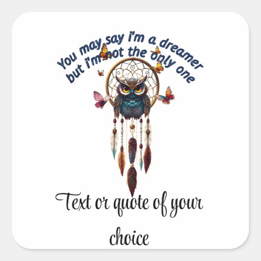 ボホウカスタムルのオーダーメイドボホフクロウ美しいヒッピー スクエアシール (正面)