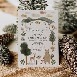 ボホウッドランドガールベビーシャワー招待状カード 招待状