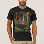ボホウッドランドディアプリント素朴フォレストグリーナリー Tシャツ (正面)