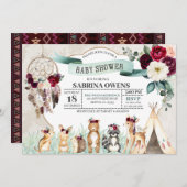 ボホウッドランドドリームキャッチャーベビーシャワー招待状 招待状 (正面/裏面)