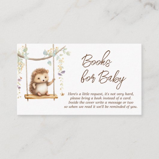 ボホウッドランドハリネズミ赤ちゃんシャワーベビー エンクロージャーカード (正面)