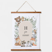 ボホウッドランドフォレストアニマルズベビーモノグラム 吊り下げ型タペストリー (正面)