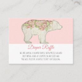 ボホウッドランドベアベビーガールシャワーおむつラッフル エンクロージャーカード